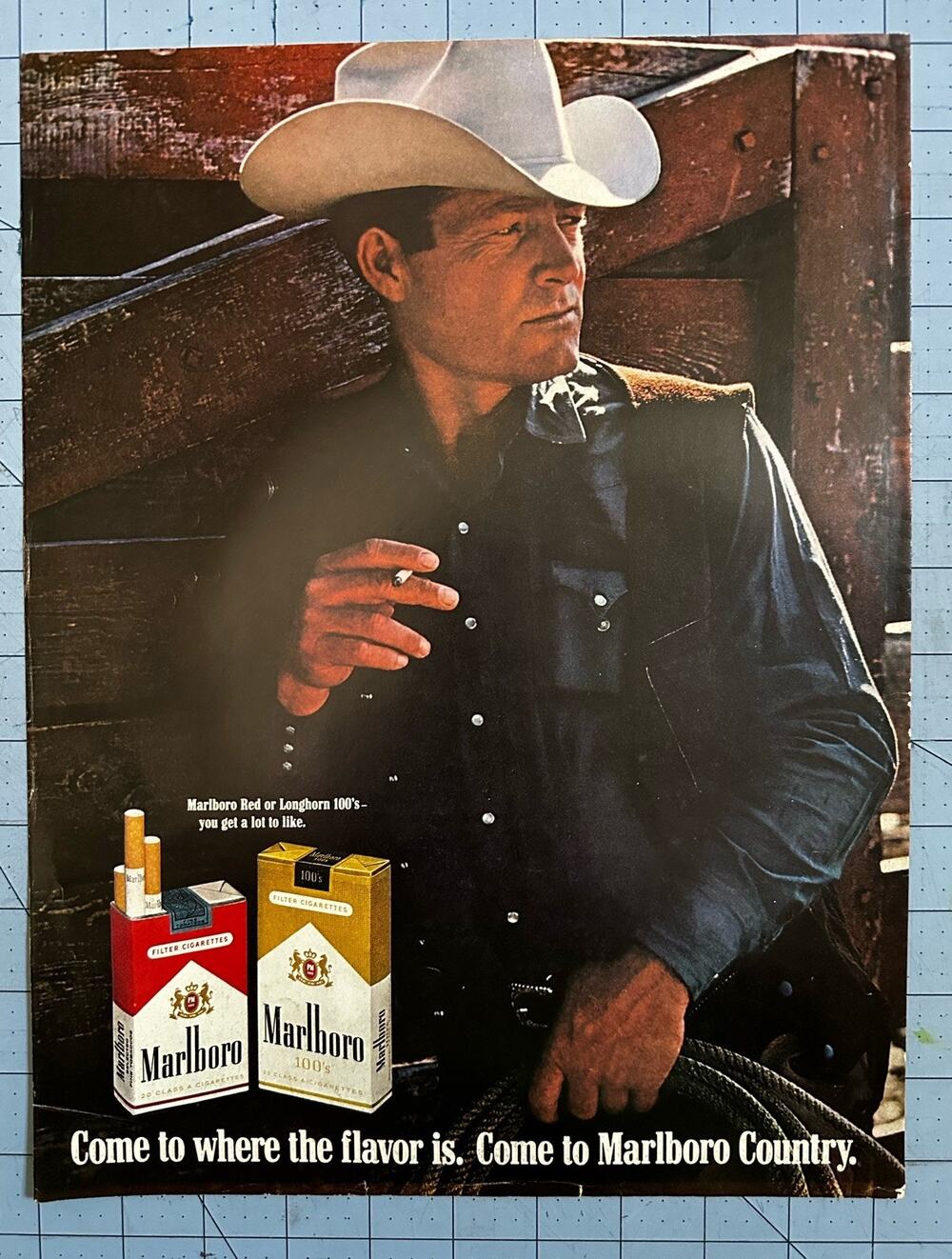 Cowboy Smoking Marlboro Country Vintage 1969 Magazine Print Ad